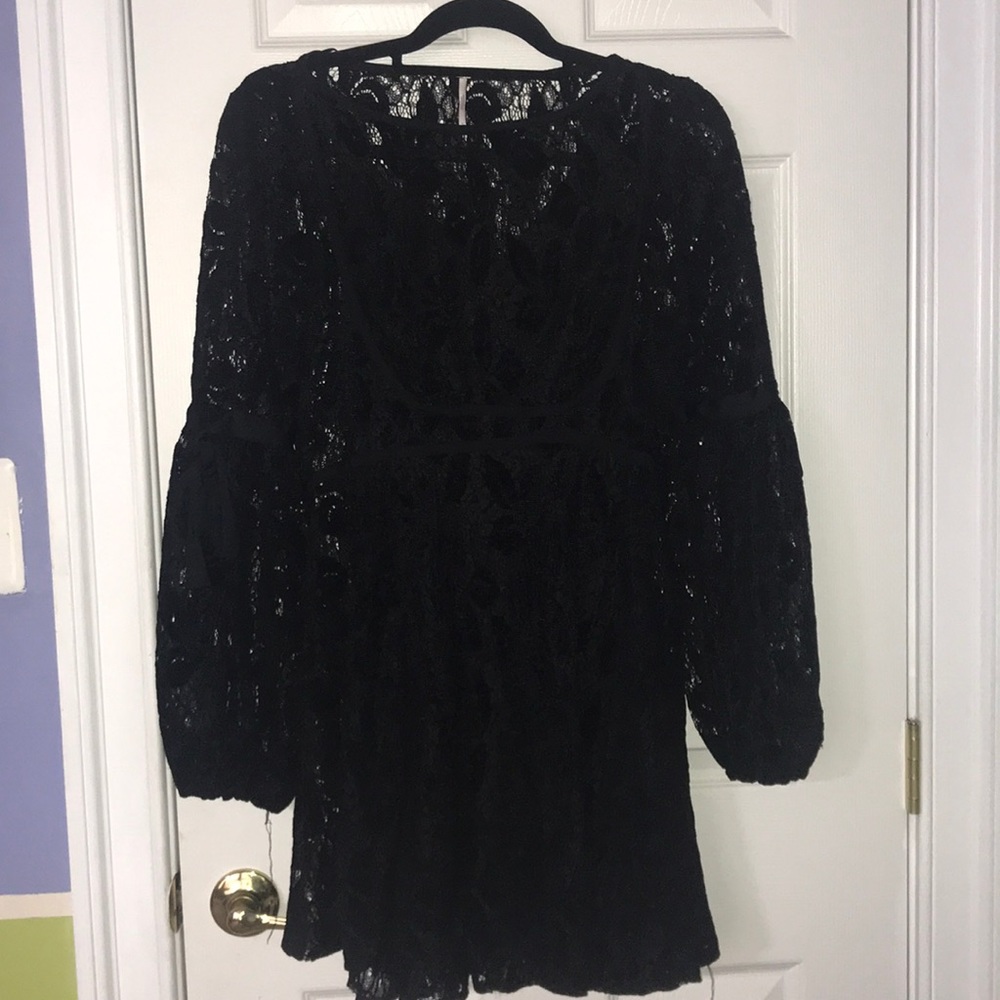 free people ruby dress in black w/matching slip
